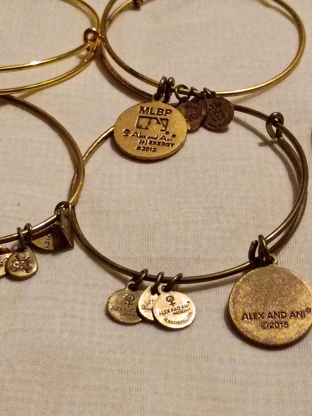 Alex and Ani Gold Tone Charm Bangle Set - Gold Lot Of 6